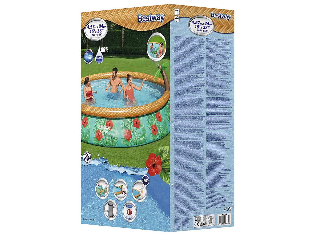 Ensemble de piscine gonflable Bestway Fast Set Paradise Palms 457x84 cm avec parois Tritech et palmier décoratif