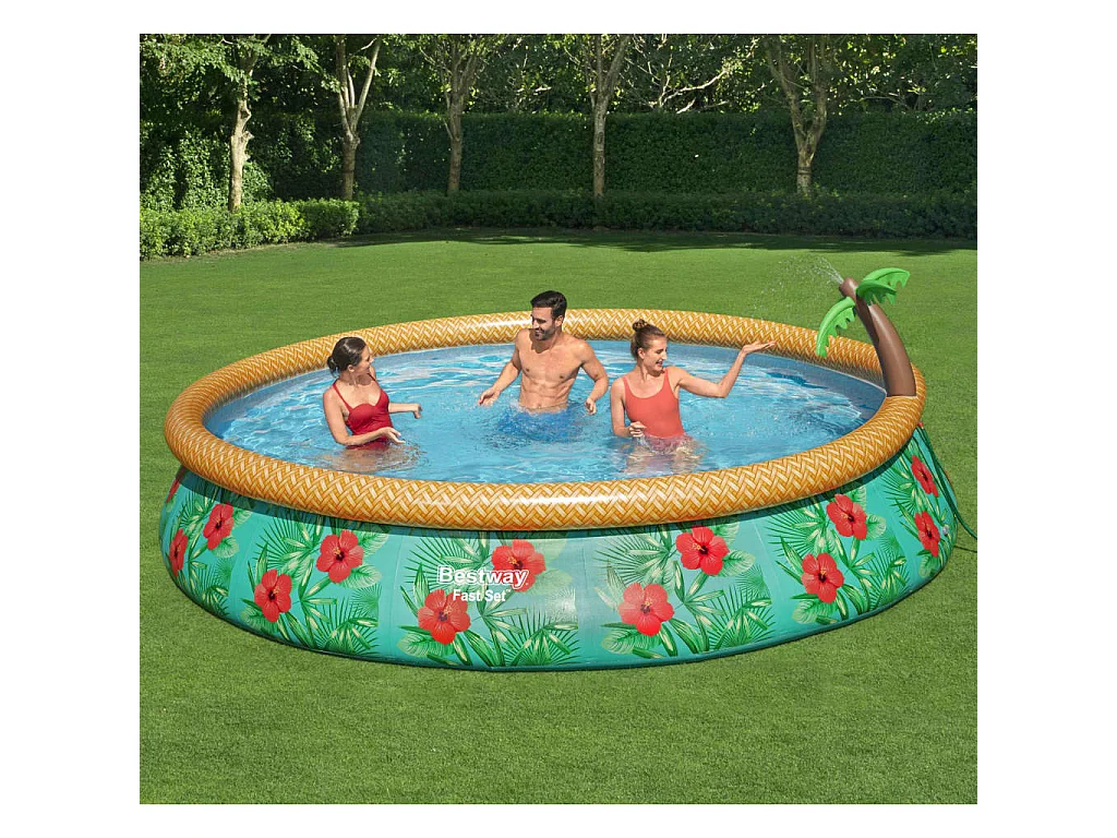 Ensemble de piscine gonflable Bestway Fast Set Paradise Palms 457x84 cm avec parois Tritech et palmier décoratif