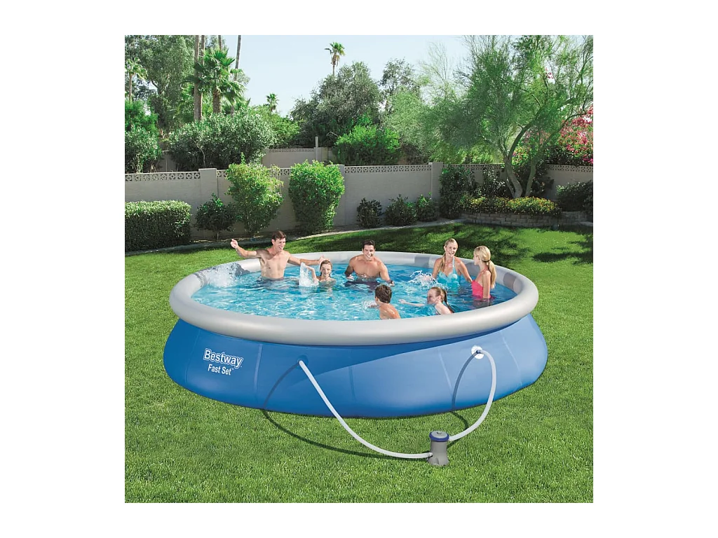VidaXL Piscina hinchable Fast Set Bestway con bomba azul Ø457x84 cm