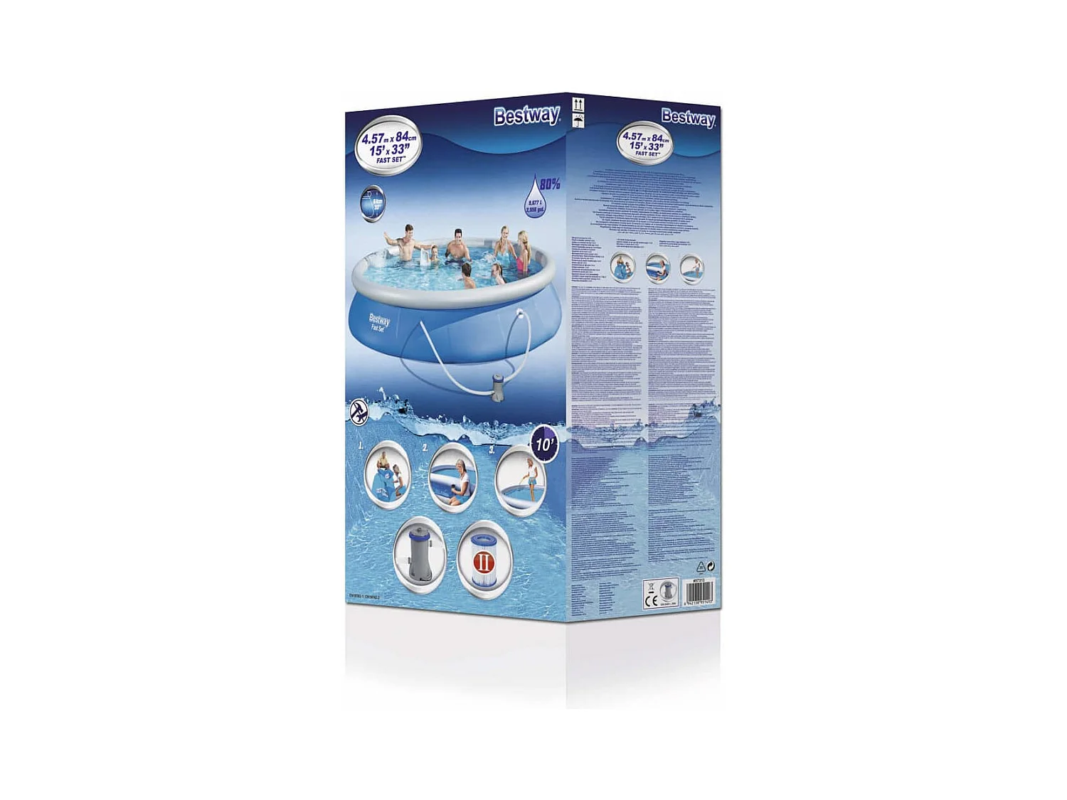 VidaXL Piscina hinchable Fast Set Bestway con bomba azul Ø457x84 cm