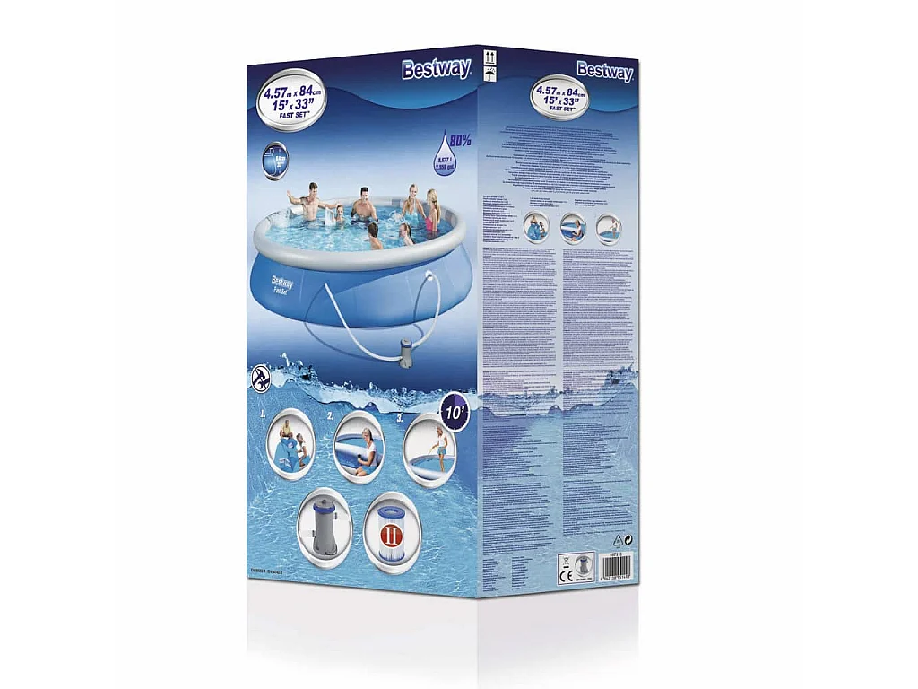 Ensemble de piscine gonflable Bestway Fast Set avec pompe 457x84 cm - Bleu