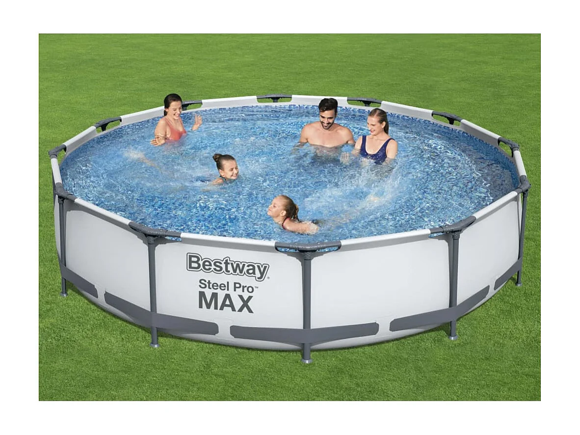 VidaXL Piscina desmontable Steel Pro Max Bestway 6473L gris Ø366 cm