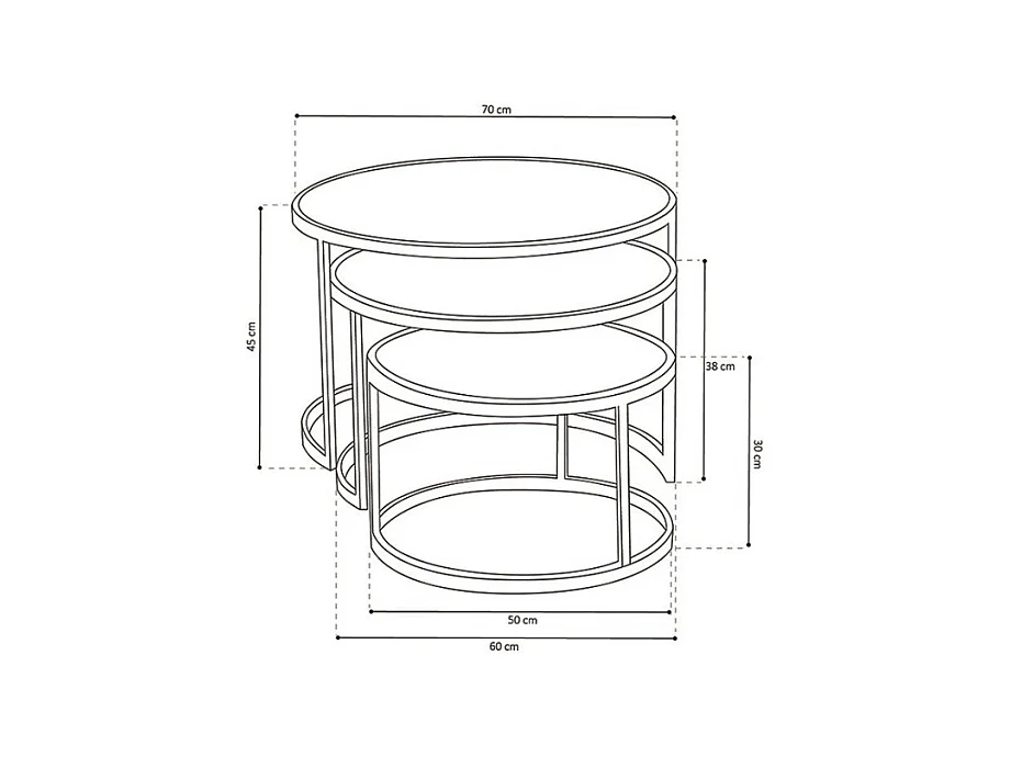 Mesa baja LEROY, mesa nido, superficie de madera maciza exótica Mangolia, ideal para un salón contemporáneo.