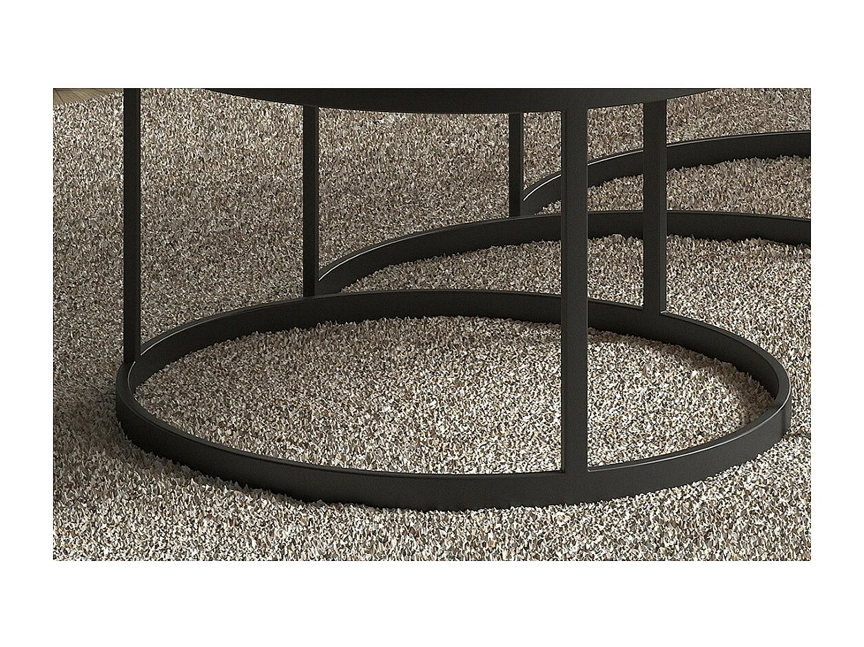 Couchtisch LEROY, Satztisch, Tischplatte aus massivem exotischem Mangolienholz, ideal für ein modernes Wohnzimmer.