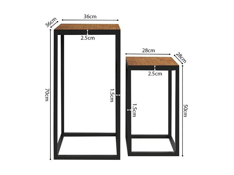 Beistelltische GOA aus massivem Holz für das Wohnzimmer. Möbel im Industriestil.