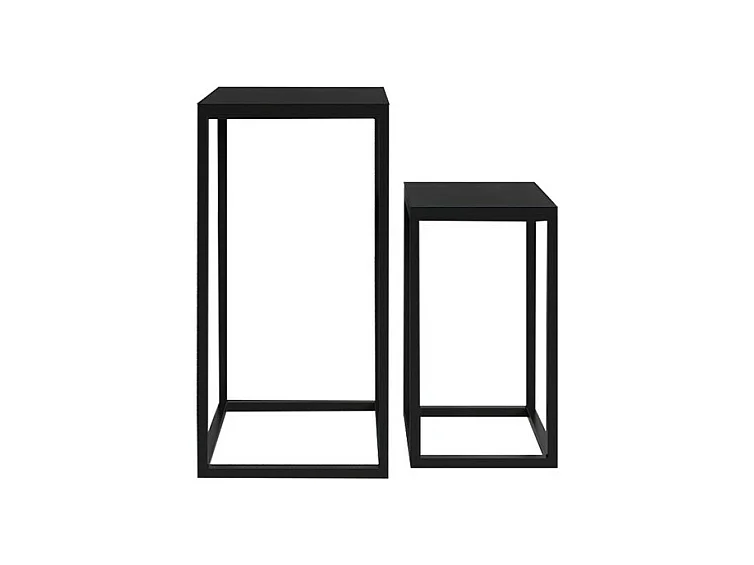 Tables d'appoint GOA – Lot de 2 en bois massif noir style industriel