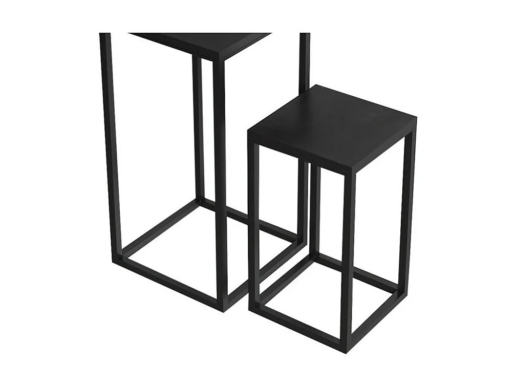 Tables d'appoint GOA – Lot de 2 en bois massif noir style industriel