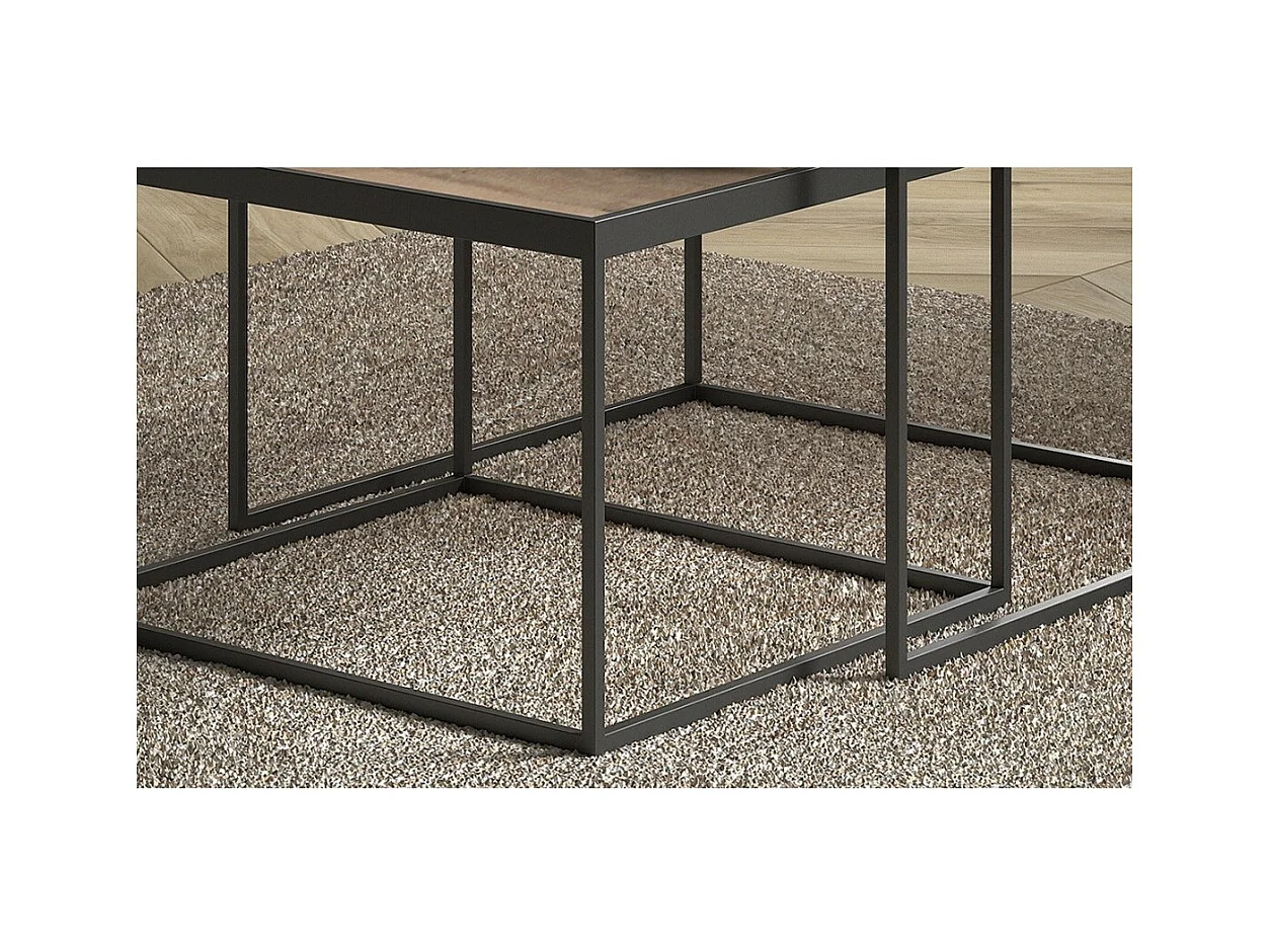 Mesa baja RUBIK mesa nido, superficie en madera maciza exótica de Mangolia, ideal para un salón contemporáneo.