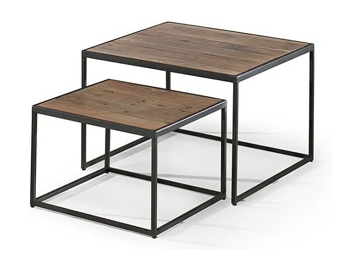 Tavolino basso RUBIK, tavolino nidificante, piano in legno massiccio esotico di Mangolia, ideale per un soggiorno contemporaneo.