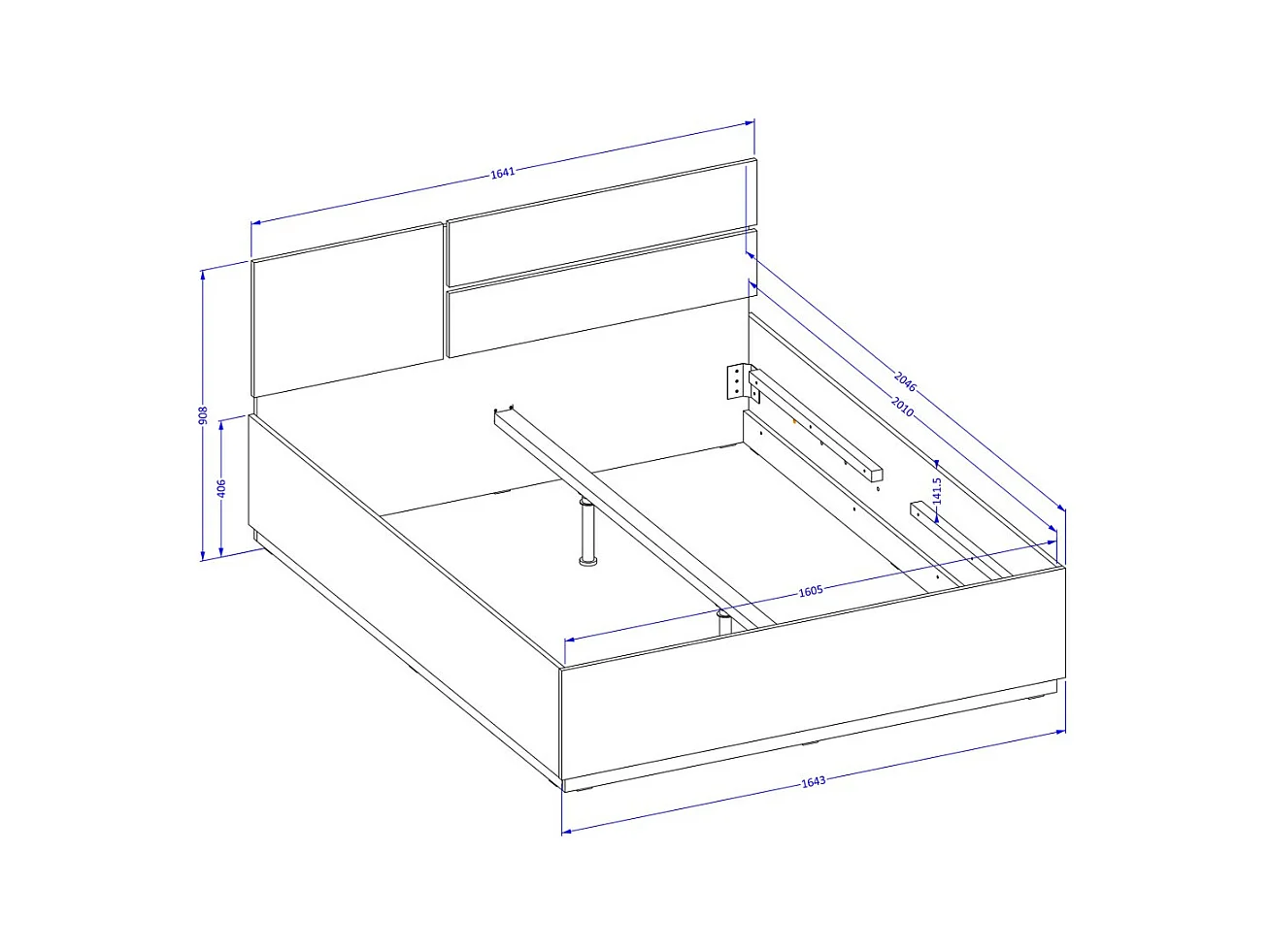 Cama HAVANA 160x200 cm carvalho e preto com baú – Estilo moderno e armazenamento inteligente