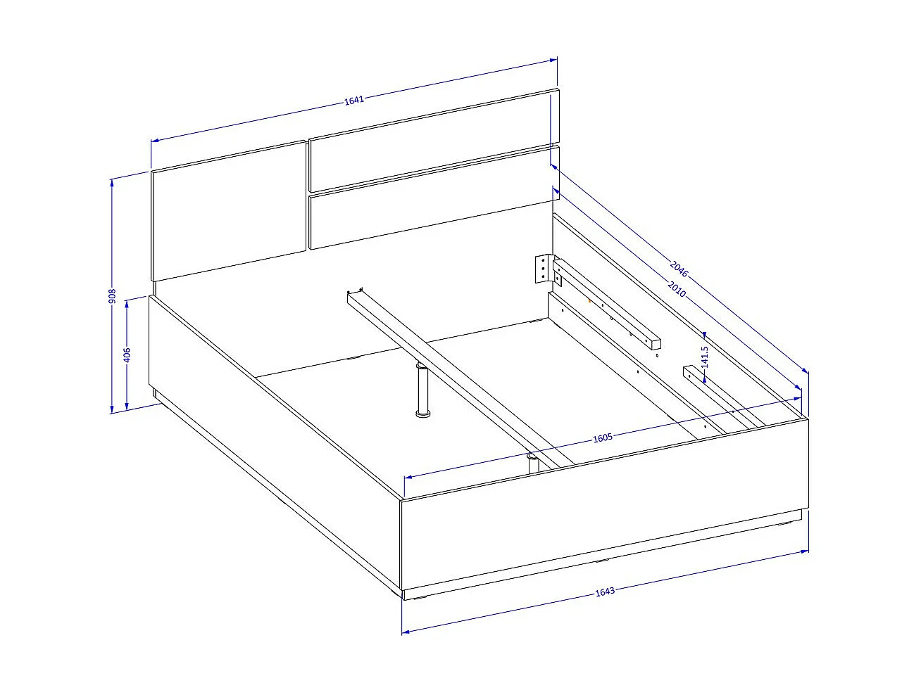 Cama HAVANA 160x200 cm carvalho e preto com baú – Estilo moderno e armazenamento inteligente