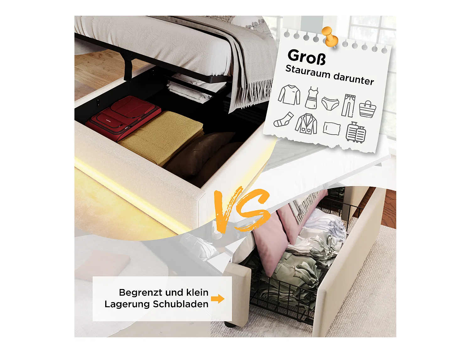 Lit coffre rembourré pour enfant - 90 x 200 cm - Matelas + Leds + Tête avec USB - Cuir PU - Blanc