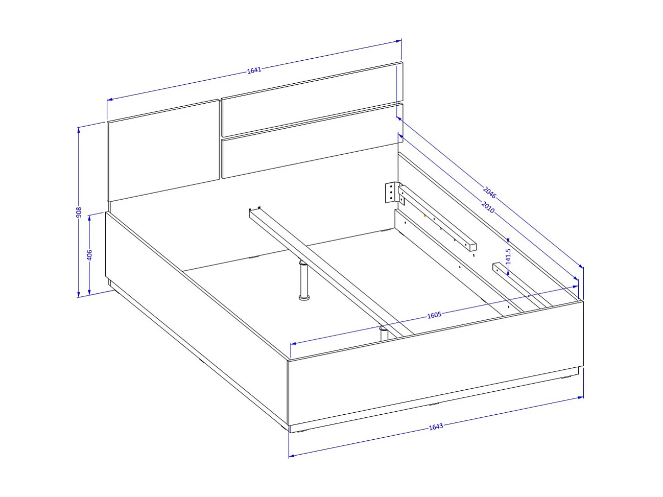 Cama HAVANA 160x200 cm bege e preta com baú – Elegância contemporânea e armazenamento integrado