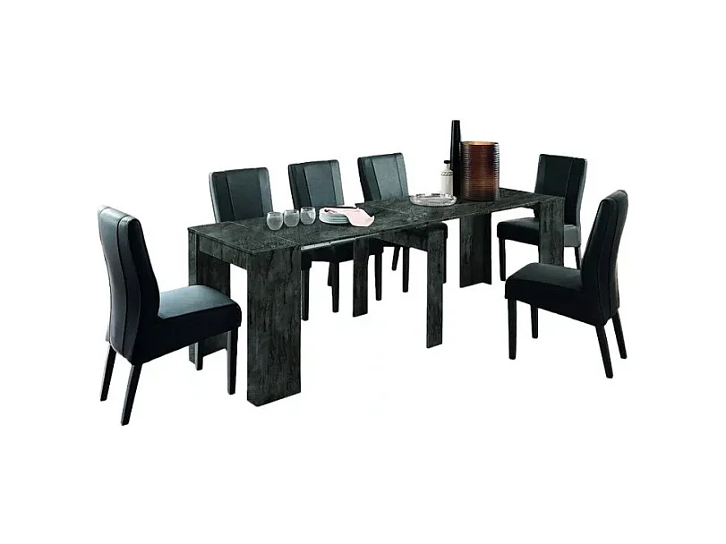 Console extensible, Collection NOSOL, couleur gris effet marbre brillant, dimensions 54x78cm