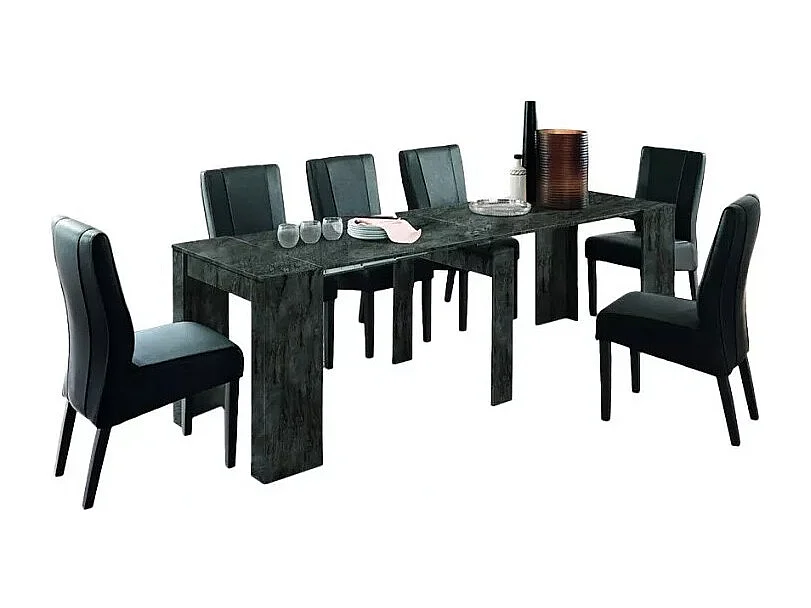 Console extensible, Collection NOSOL, couleur gris effet marbre brillant, dimensions 54x78cm