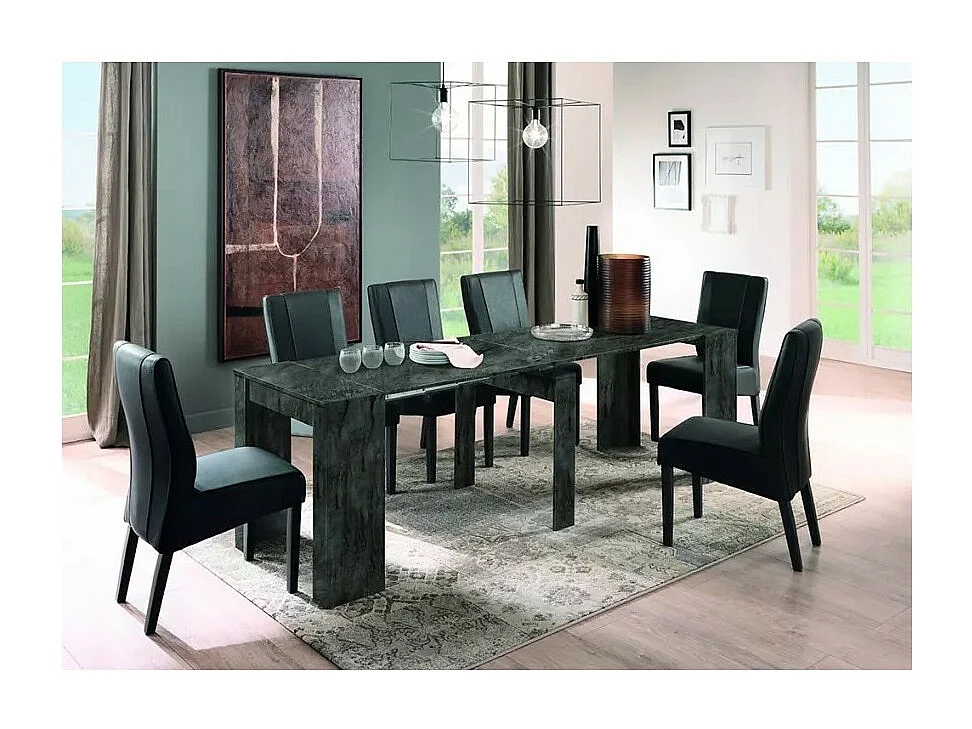 Console extensible, Collection NOSOL, couleur gris effet marbre brillant, dimensions 54x78cm