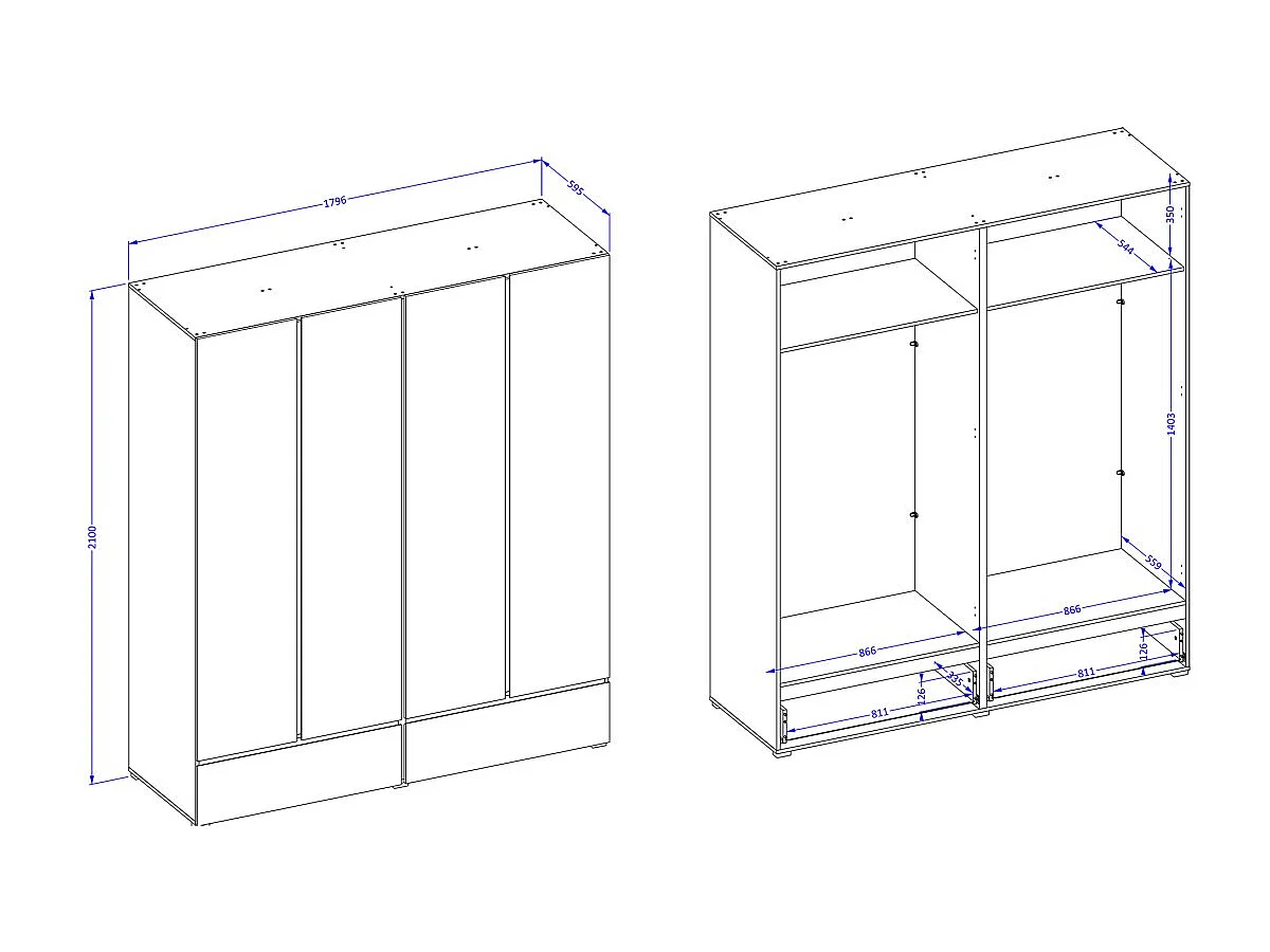 Conjunto completo de dormitorio HAVANA en roble y negro – Cama 180x200, armario de 4 puertas, mesitas de noche y cómoda