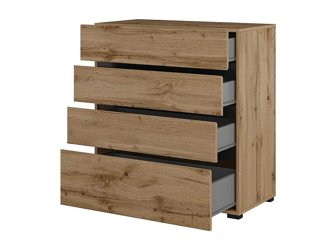 Conjunto completo de dormitorio HAVANA en roble y negro – Cama 160x200, armario de 4 puertas, mesitas de noche y cómoda