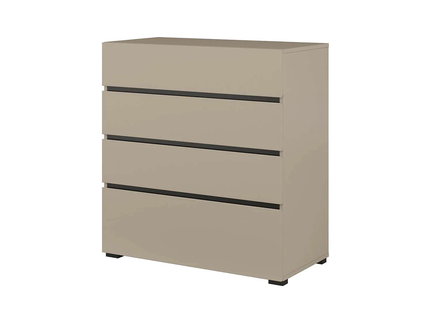Chambre complète HAVANA beige et noir – Lit 180x200, armoire 4 portes, chevets et commode