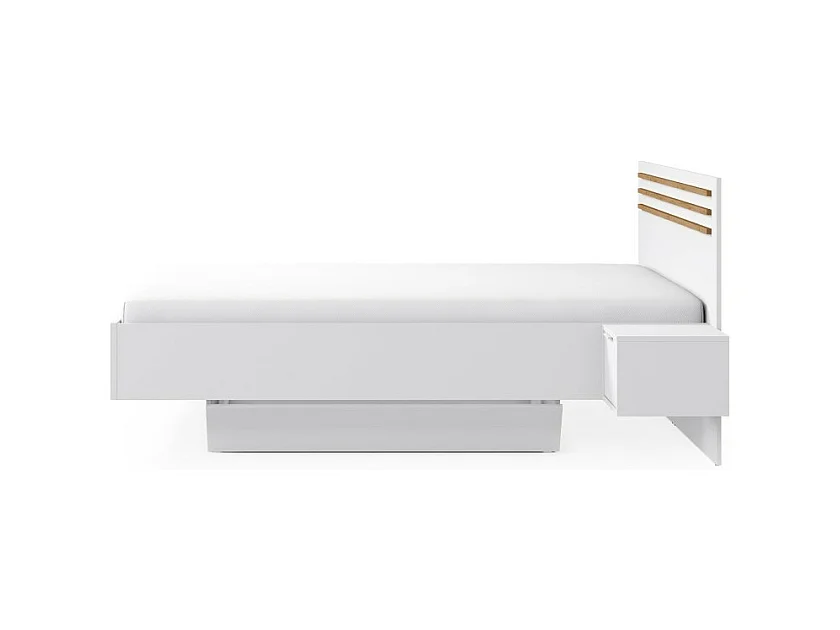 Chambre complète FLORENCE – Lit 160x200 + sommier + tiroirs + armoire + commode – Blanc et chêne