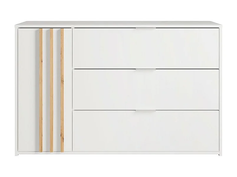 Habitación completa FLORENCE – Cama 160x200 + somier + cajones + armario + cómoda – Blanco y roble