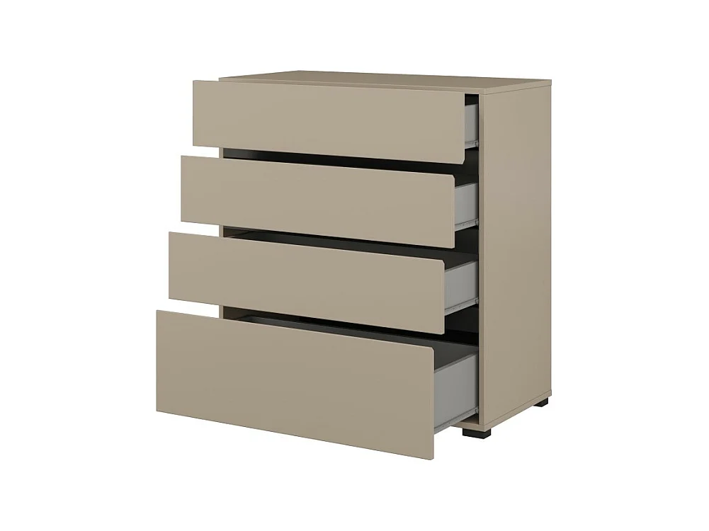 Chambre complète HAVANA beige et noir – Lit 160x200, armoire 4 portes, chevets et commode