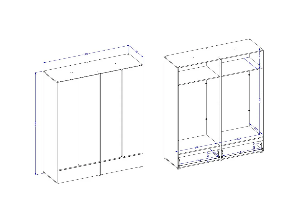 Chambre complète HAVANA beige et noir – Lit 160x200, armoire 4 portes, chevets et commode