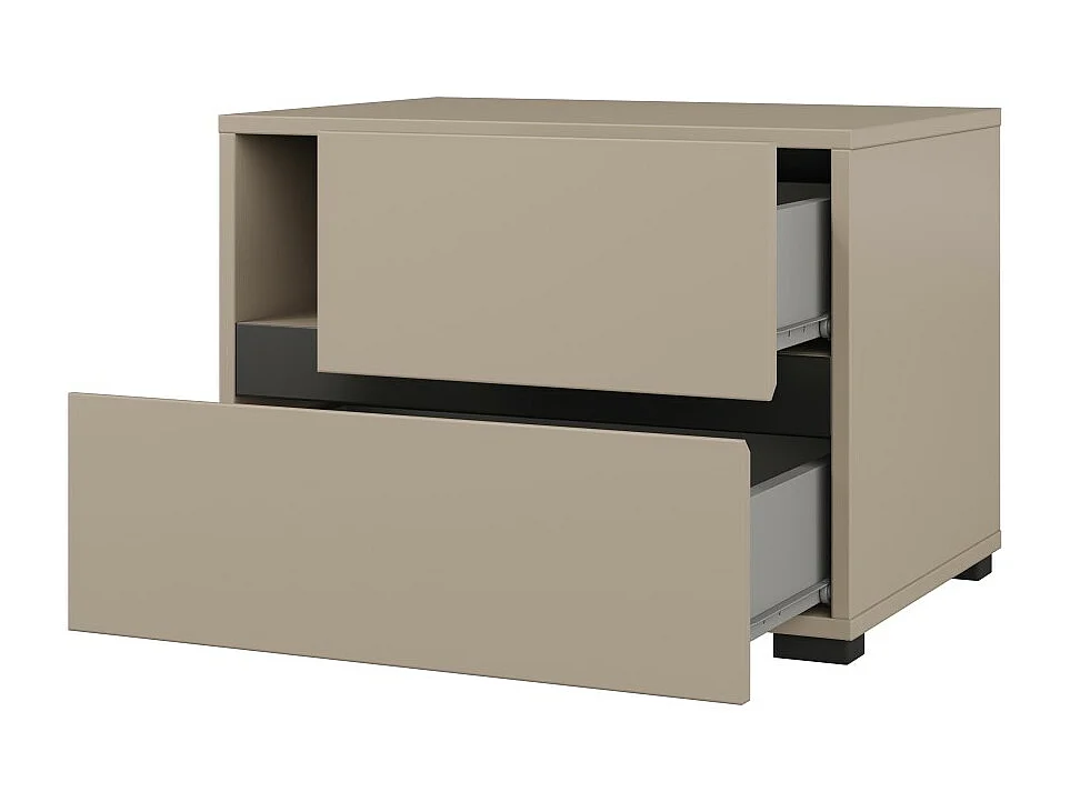 Habitación completa HAVANA beige y negro - Cama 160x200, armario de 4 puertas, mesitas de noche y cómoda