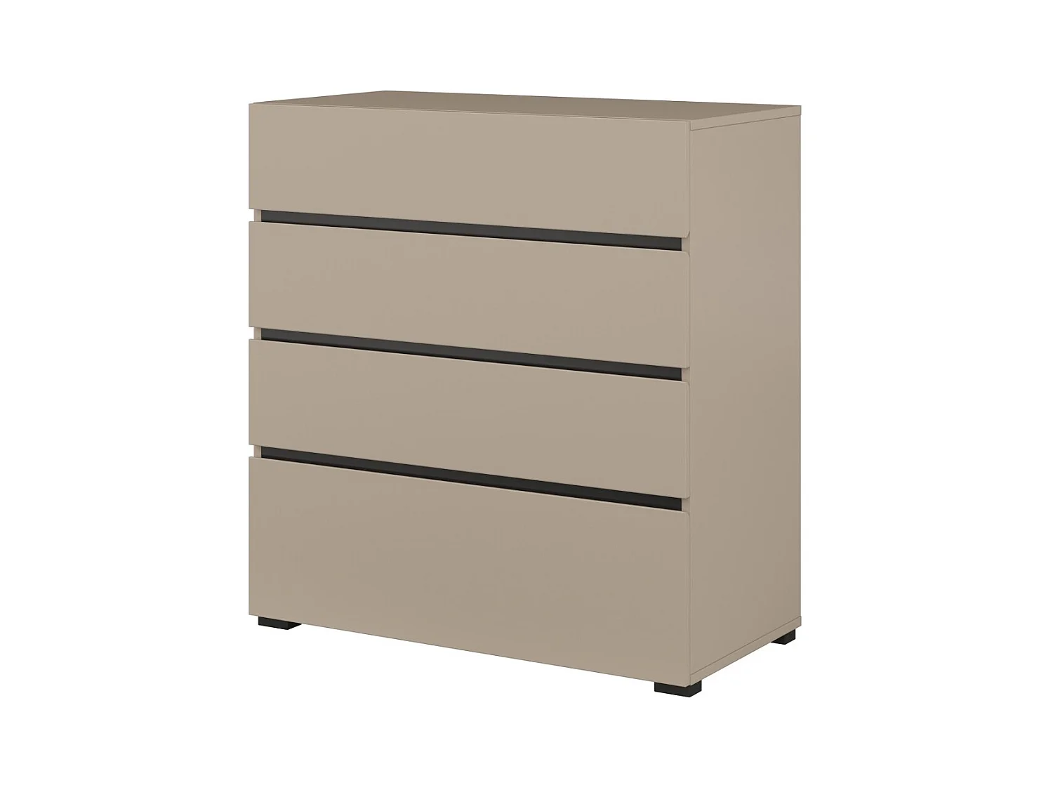 Chambre complète HAVANA beige et noir – Lit coffre 180x200, armoire 4 portes, chevets et commode