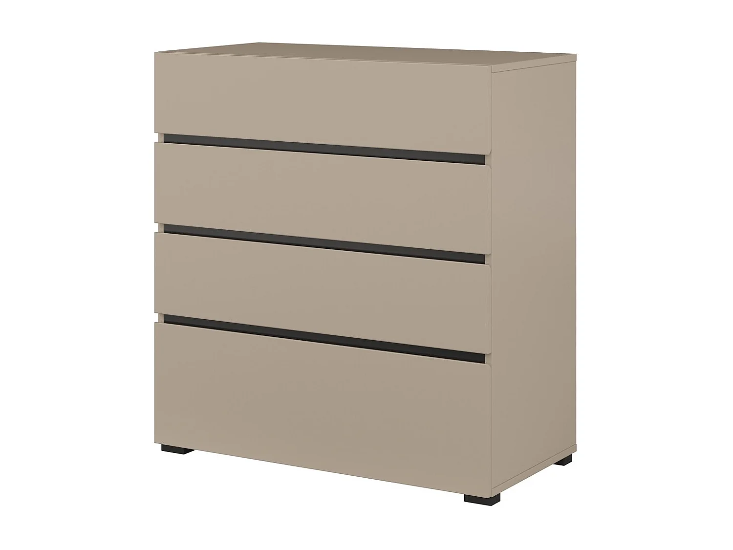 Komplettes Schlafzimmer HAVANA beige und schwarz – Bett mit Stauraum 180x200, Kleiderschrank mit 4 Türen, Nachttische und Kommode