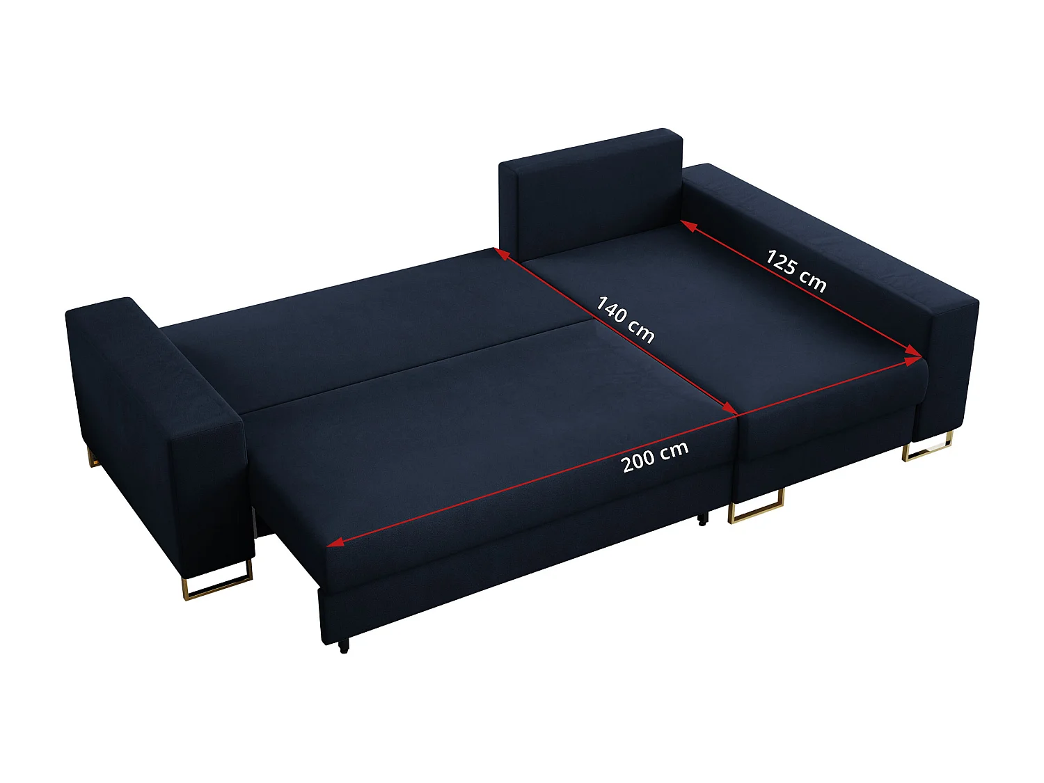 Ecksofa DORIAN - schlaffunktion und Bettkasten, lose Kissen - Dunkelblau Velvet