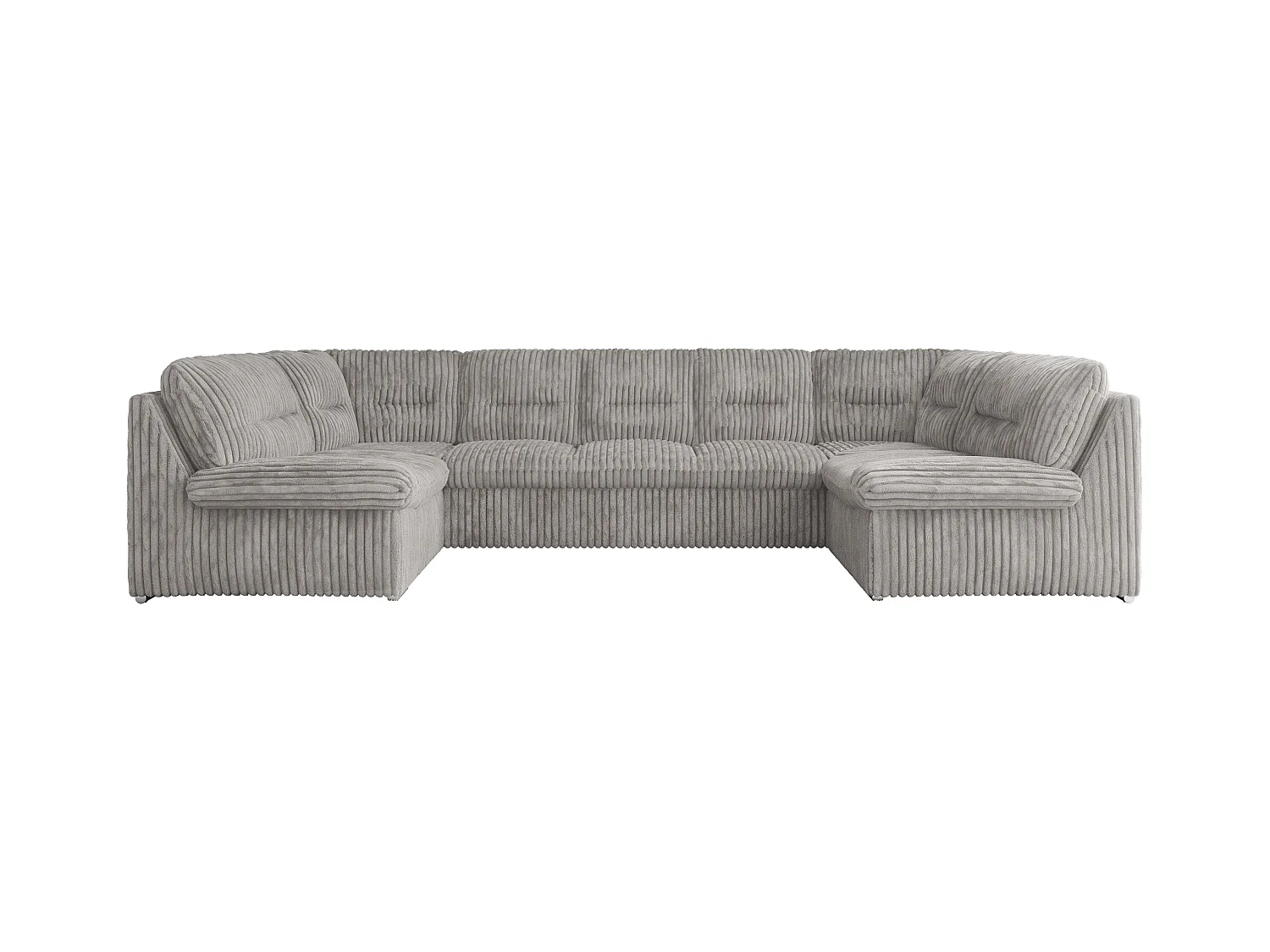 Ecksofa MORBIDO U, XXL Wohnlandschaft mit schlaffunktion - Hellgrau Cord