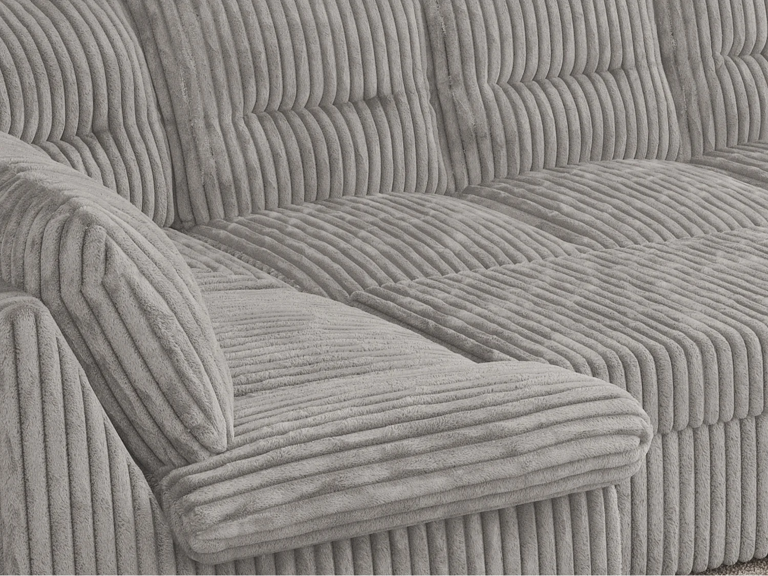 Ecksofa MORBIDO U, XXL Wohnlandschaft mit schlaffunktion - Hellgrau Cord