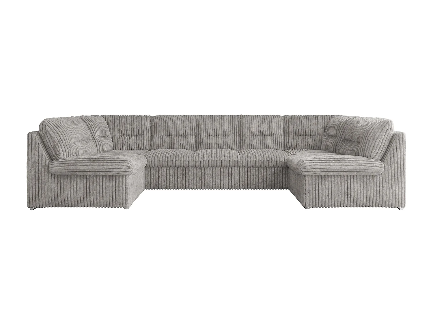 Ecksofa MORBIDO U, XXL Wohnlandschaft mit schlaffunktion - Hellgrau Cord