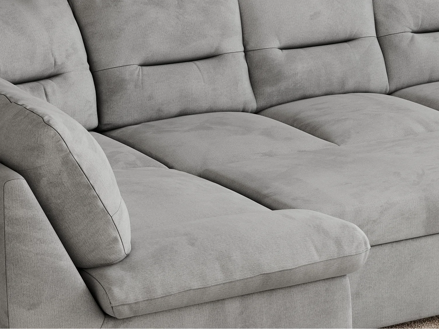 Ecksofa MORBIDO U, XXL Wohnlandschaft mit schlaffunktion - Hellgrau Velvet