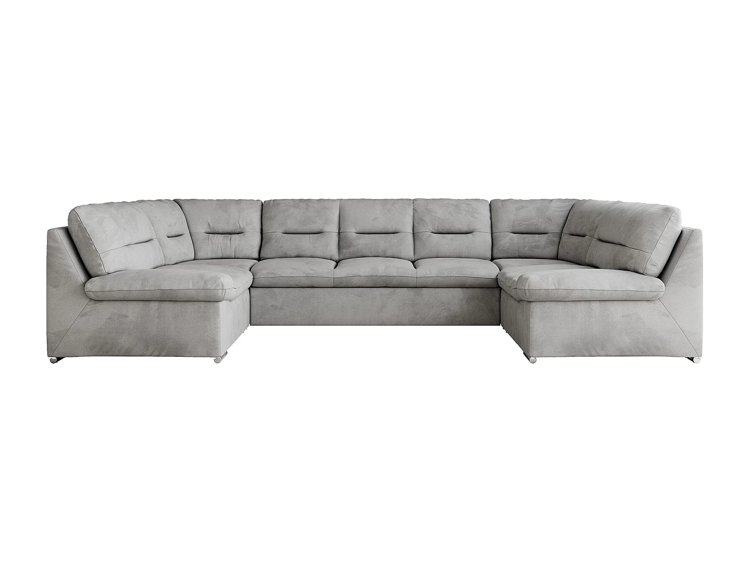 Ecksofa MORBIDO U, XXL Wohnlandschaft mit schlaffunktion - Hellgrau Velvet