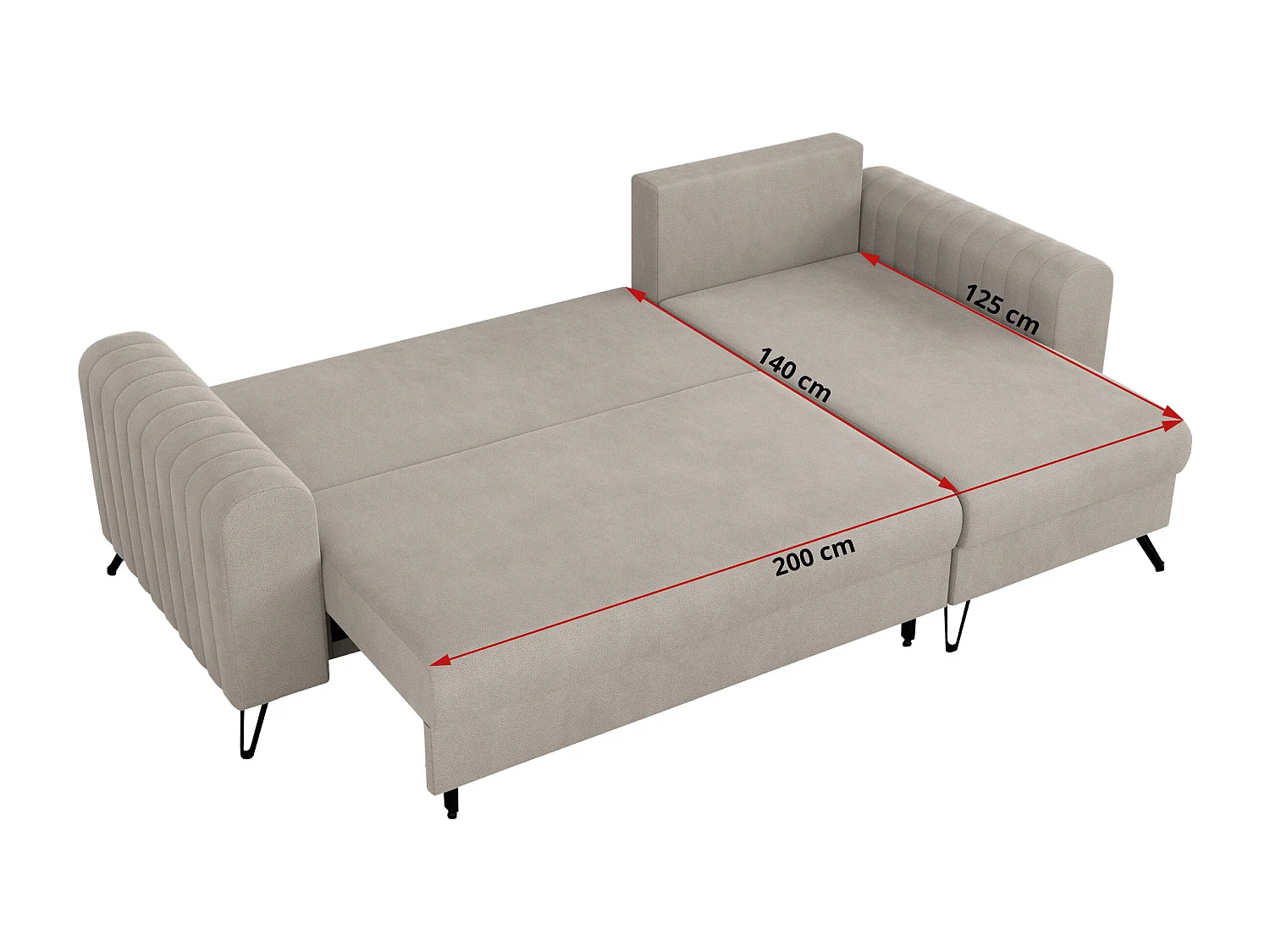 Ecksofa AXEL - universal mit schlaffunktion, Bettkasten - Milchig Velvet