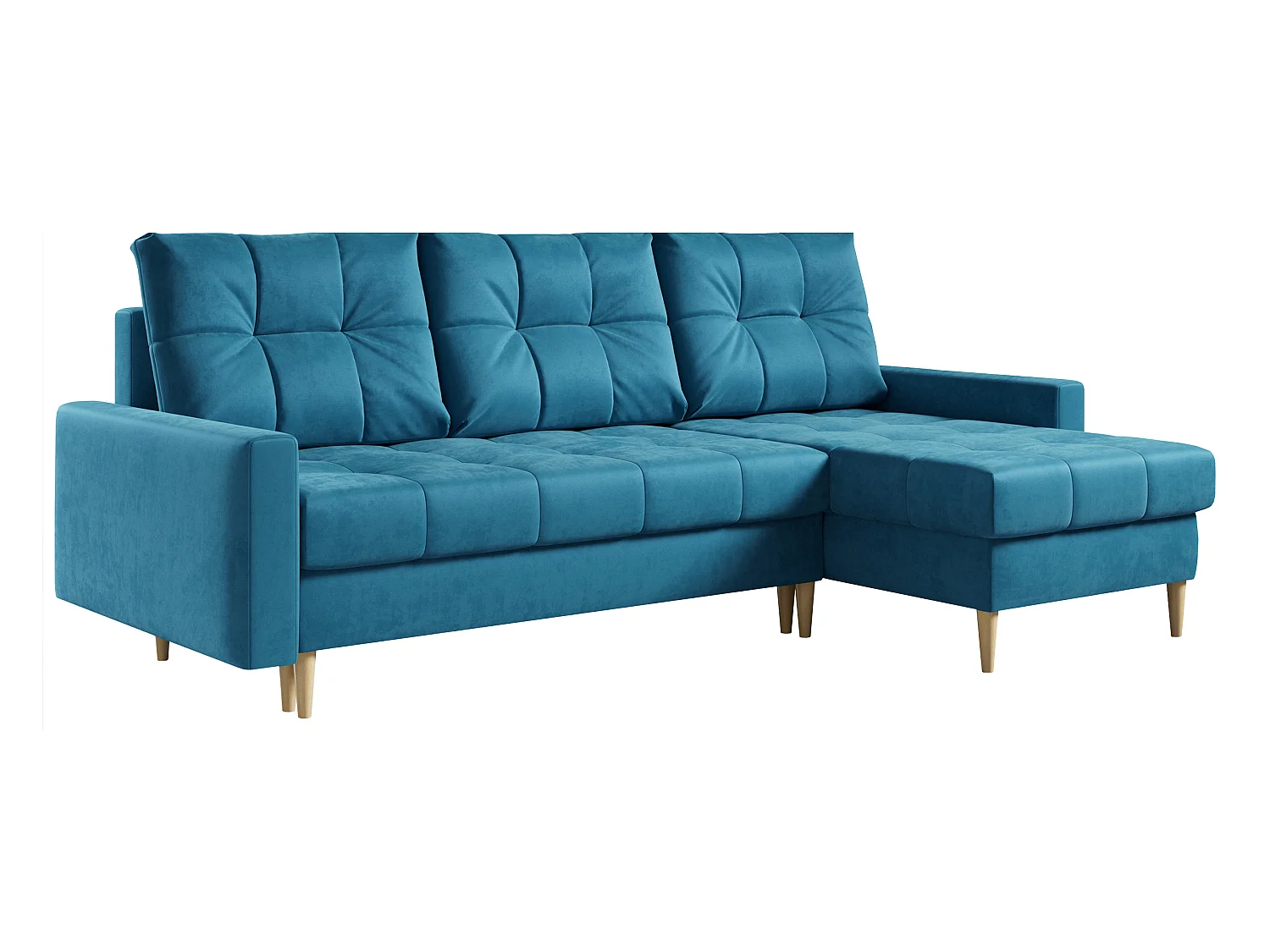 Ecksofa ASTRA - skandinavisch L-förmige Ecke, schlaffunktion - Blau Velvet