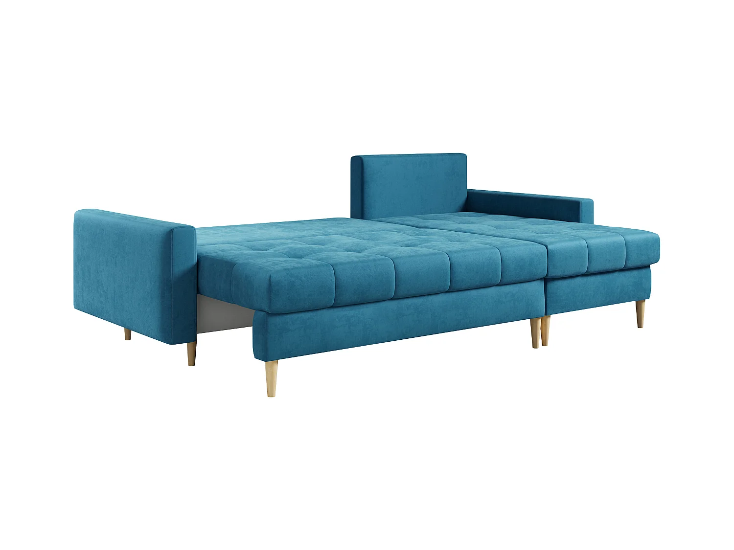 Ecksofa ASTRA - skandinavisch L-förmige Ecke, schlaffunktion - Blau Velvet