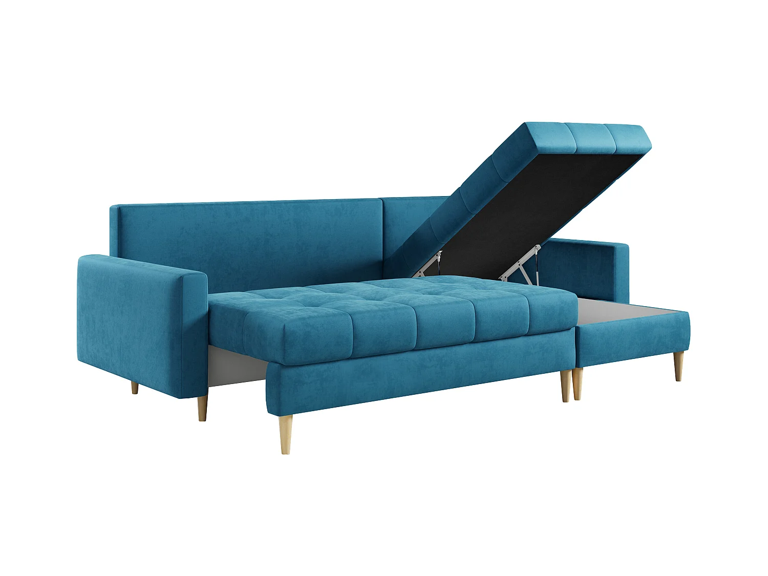 Ecksofa ASTRA - skandinavisch L-förmige Ecke, schlaffunktion - Blau Velvet