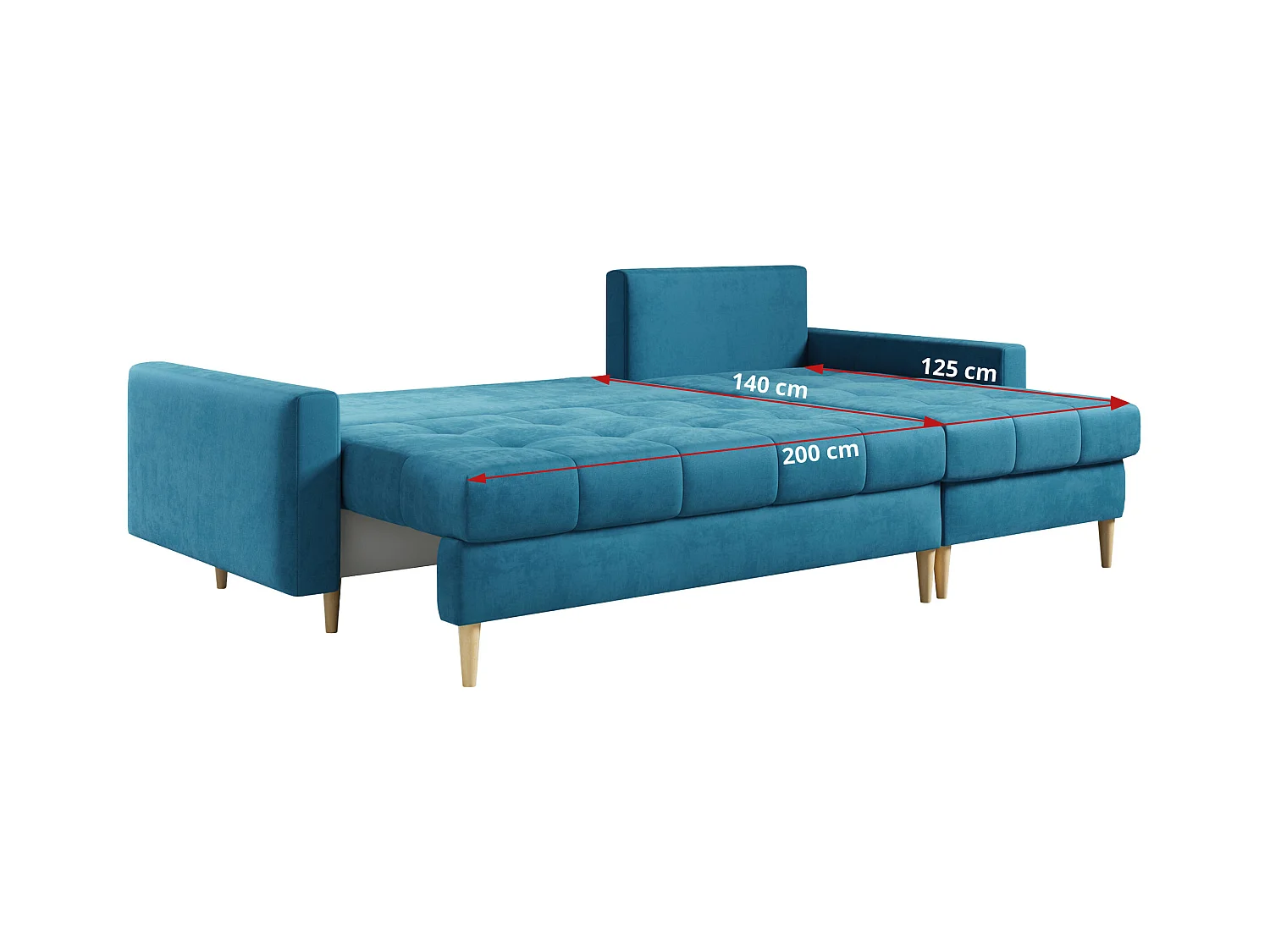 Ecksofa ASTRA - skandinavisch L-förmige Ecke, schlaffunktion - Blau Velvet