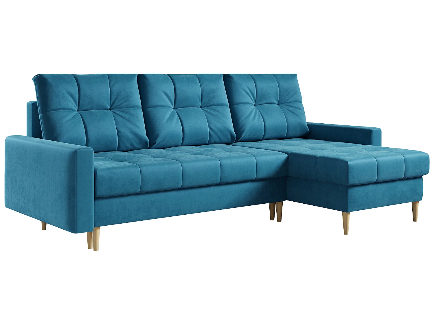 Ecksofa ASTRA - skandinavisch L-förmige Ecke, schlaffunktion - Blau Velvet