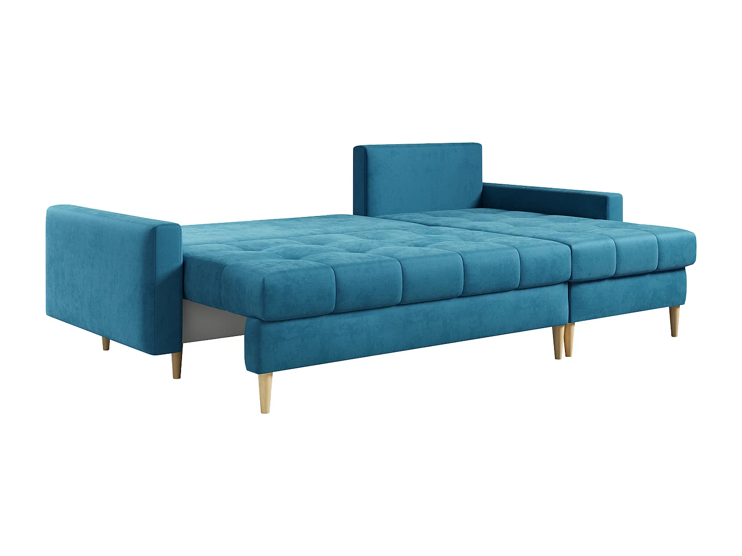 Ecksofa ASTRA - skandinavisch L-förmige Ecke, schlaffunktion - Blau Velvet