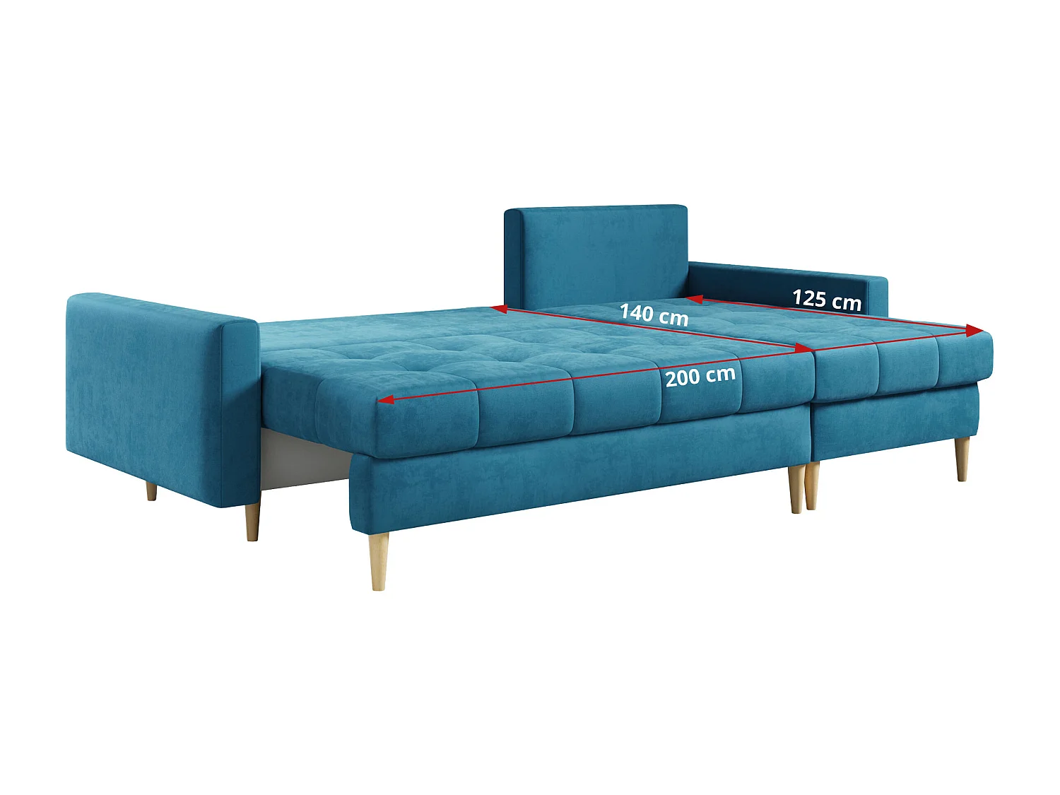 Ecksofa ASTRA - skandinavisch L-förmige Ecke, schlaffunktion - Blau Velvet