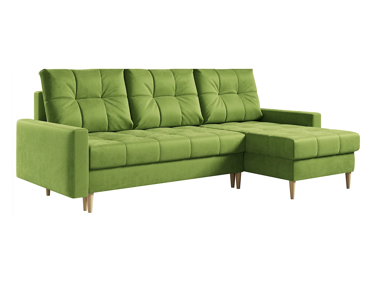 Ecksofa ASTRA - skandinavisch L-förmige Ecke, schlaffunktion - Grün Velvet