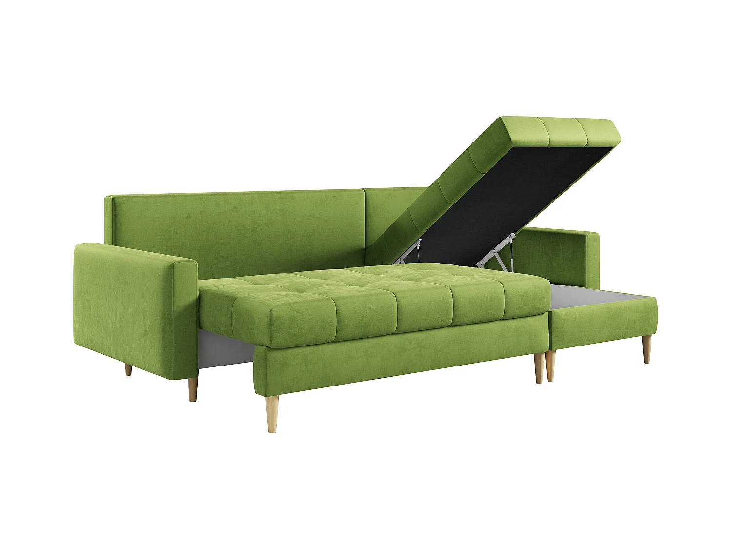 Ecksofa ASTRA - skandinavisch L-förmige Ecke, schlaffunktion - Grün Velvet