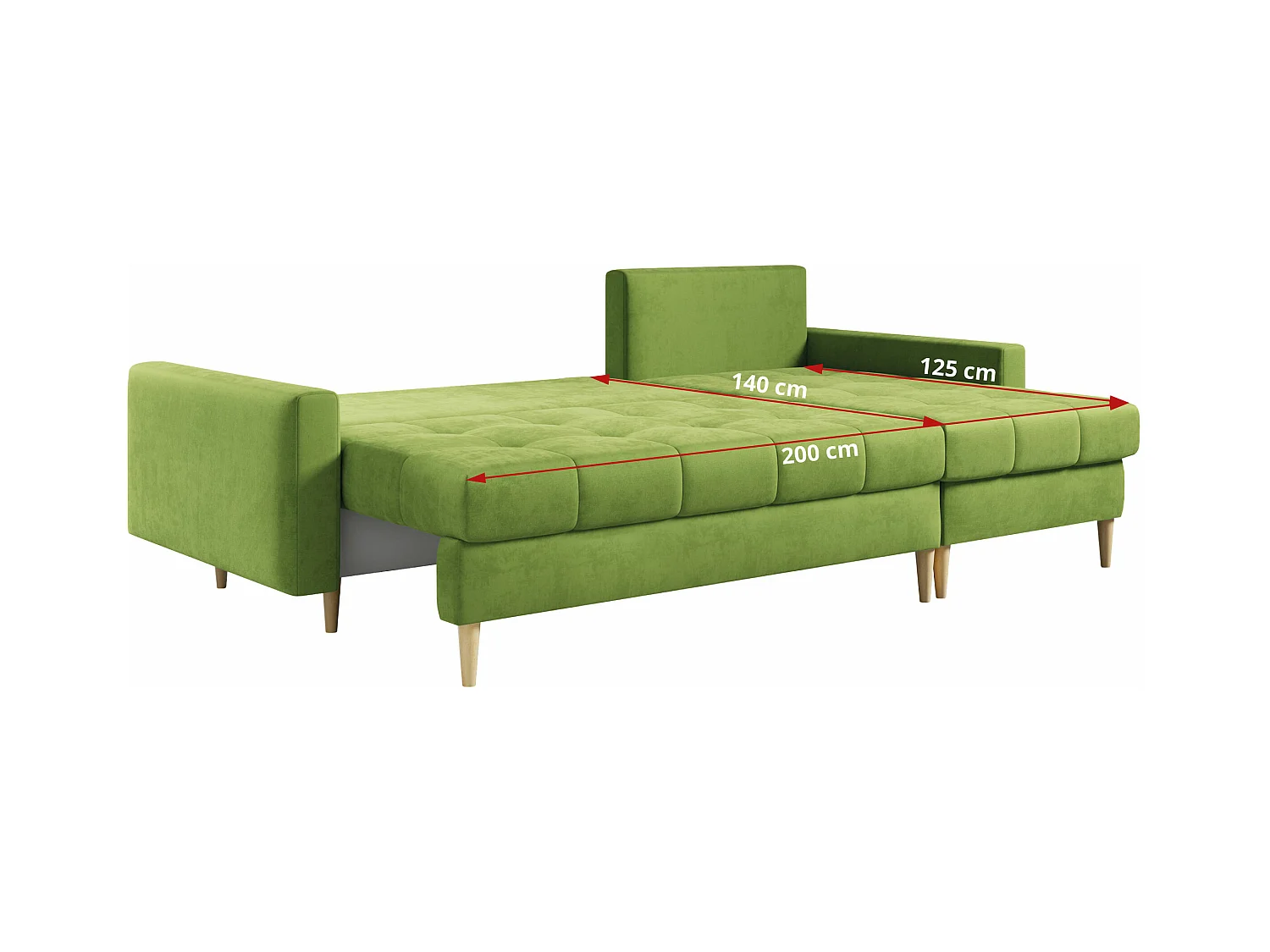 Ecksofa ASTRA - skandinavisch L-förmige Ecke, schlaffunktion - Grün Velvet