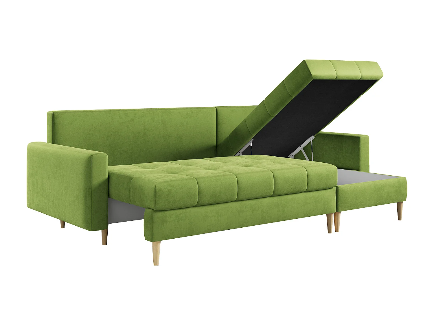 Ecksofa ASTRA - skandinavisch L-förmige Ecke, schlaffunktion - Grün Velvet