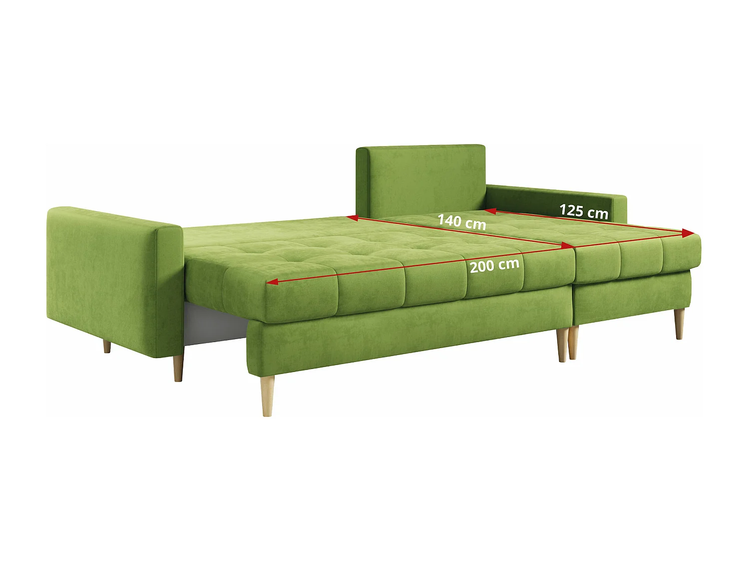 Ecksofa ASTRA - skandinavisch L-förmige Ecke, schlaffunktion - Grün Velvet