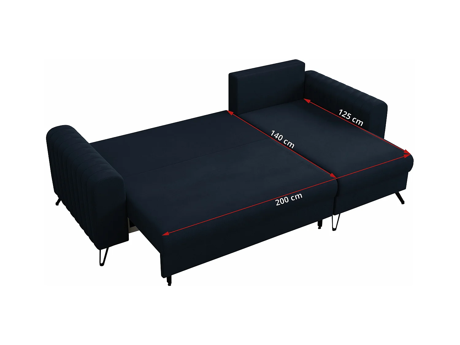 Ecksofa AXEL - universal mit schlaffunktion, Bettkasten - Dunkelblau Velvet